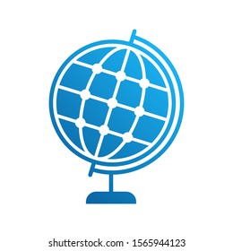 Geography icon. School Globe -  model of Earth. Celestial sphere of planet. Object of learning. Icon of orb.