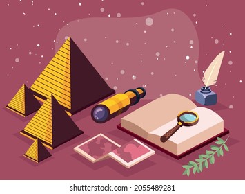 Geografisches Symbol auf rotem Hintergrund