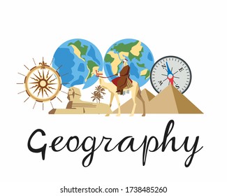 Geography Icon. A set of subjects for designating school discipline