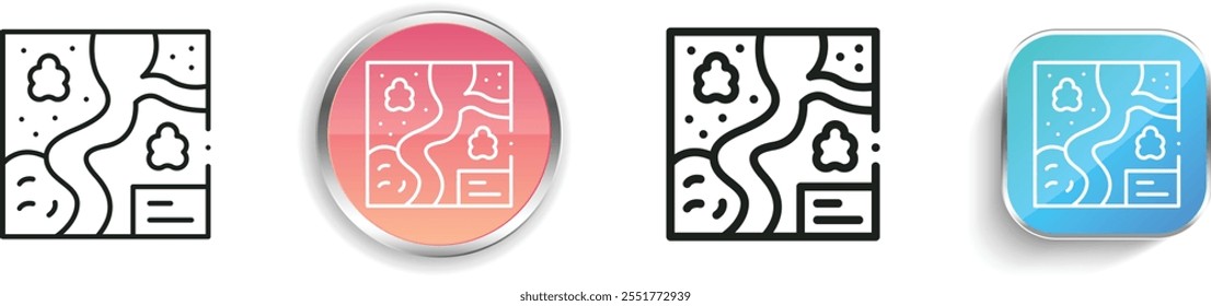 ícone de geografia. Design fino, linear, regular e estilo botão isolado no fundo branco