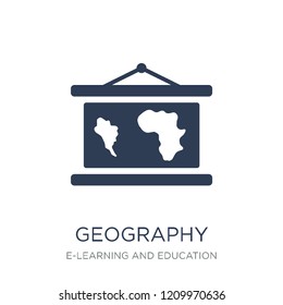 Geography icon. Trendy flat vector Geography icon on white background from E-learning and education collection, vector illustration can be use for web and mobile, eps10