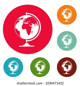 Geography icons circle set vector isolated on white background