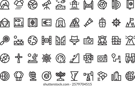 Geography icons High-Quality Vector Icons Collection with Editable Stroke. Ideal for Professional and Creative Projects