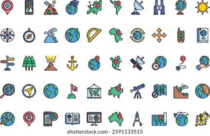 Geography icons High-Quality Vector Icons Collection with Editable Stroke. Ideal for Professional and Creative Projects.