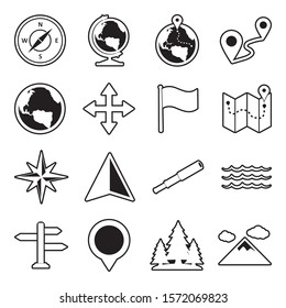 Geography Icons. Line With Fill Design. Vector Illustration.