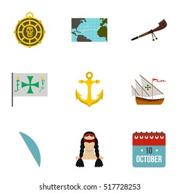 Geography icons set. Flat illustration of 9 geography vector icons for web