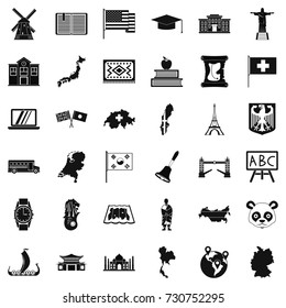 Geography icons set. Simple style of 36 geography vector icons for web isolated on white background