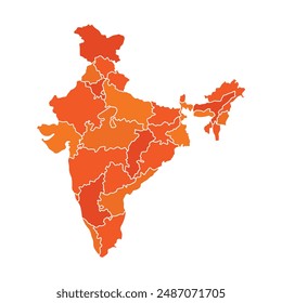 Icono del Vector del mapa indio. Mapa de India. Mapa detallado de India