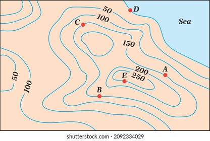 Geography landforms - isohips - topography map