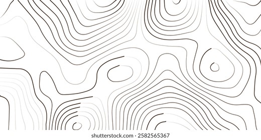 Geography landscape Topo contour map on white background, Topographic contour lines. Seamless pattern with lines Topographic map. Geographic mountain relief diagram line wave carve pattern. 