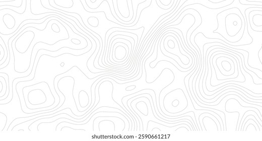 Geography landscape Topo contour map on white background, Topographic contour lines. Seamless pattern with lines Topographic map. Geographic mountain relief diagram line wave carve pattern. 