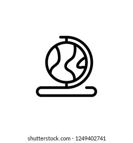 Geography lecture, earth globe replica vector icon in line/outline style