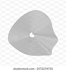 Geography line map with topographic map background. vector of organic ripple line shape pattern with Topography circles. Dynamic wavy black forms and isolated on White background. Transparent PNG.