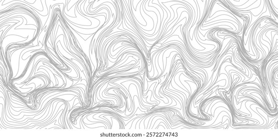 Geography line map with topographic map background. vector of organic ripple line shape pattern with Topography circles. Dynamic wavy black forms and isolated on White background. Transparent PNG.