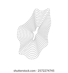 Geography line map with topographic map background. vector of organic ripple line shape pattern with Topography circles. Dynamic wavy black forms and isolated on White background. Transparent PNG.