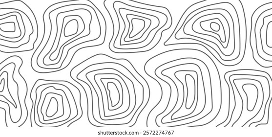 Geography line map with topographic map background. vector of organic ripple line shape pattern with Topography circles. Dynamic wavy black forms and isolated on White background. Transparent PNG.