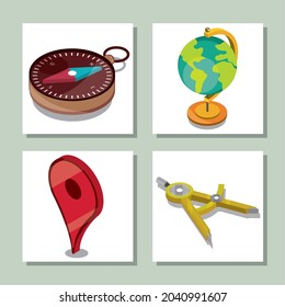 conjunto de iconos de geografía y ubicación