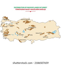Geography. Locations of massive lands in Turkey. Vector illustration.