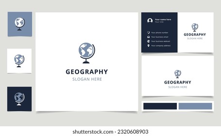 Geography logo design with editable slogan. Branding book and business card template.