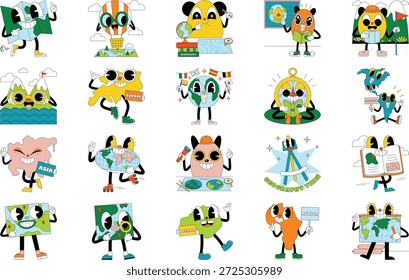 Geografie und Kartensymbole Illustrationen Vektorgrafik. Entwurfsvorlage für Illustrationssymbole für Web Mobile UI-Element.