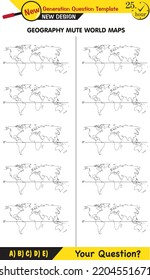 Geografía, mapa silencioso del mundo, plantilla de preguntas de la próxima generación, cifras tontas de la física, preguntas de exámenes, eps