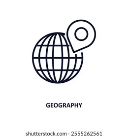 geography outline icon.  Thin line icon from e learning and education collection. Editable vector isolated on white background