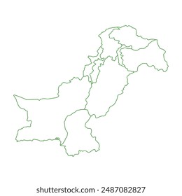 Geography Pakistani Map vector icon. Map of Pakistan. Detailed Line Map of Pakistan