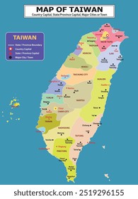Geography Political map. Political map of country with capital, province or state capital, major cities and town.