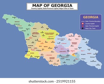 Geography Political map. Political map of country with capital, province or state capital, major cities and town.