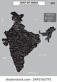 Geography politics map of countries. Map of country with capital, state capital city.