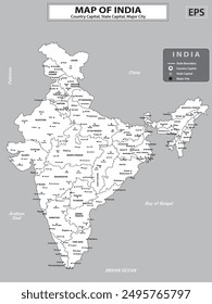 Geography politics map of countries. Map of country with capital, state capital city.