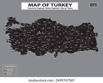 Geography politics map of countries. Map of country with capital, state capital and major city.