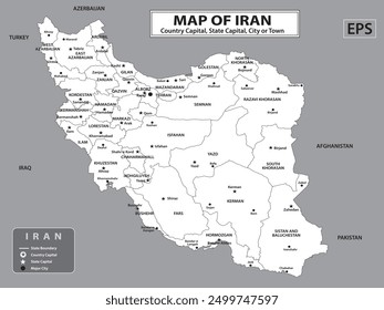 Geography politics map of countries. Map of country with capital, state capital and major city.