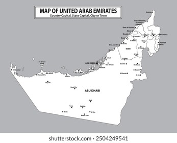 Geography politics map of countries. Map of country with capital, state capital and major city.