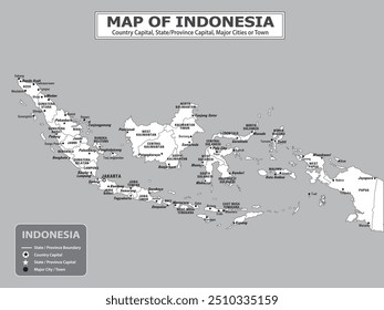 Geography politics map of countries. Map of country with capital, province or state capital, major cities and town.