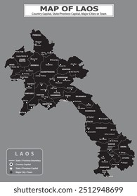 Geography politics map of countries. Map of country with capital, province or state capital, major cities and town.