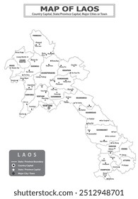 Geography politics map of countries. Map of country with capital, province or state capital, major cities and town.