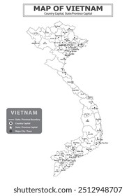 Geography politics map of countries. Map of country with capital, province or state capital, major cities and town.