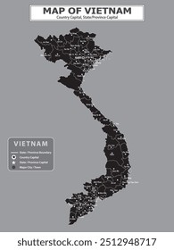Geography politics map of countries. Map of country with capital, province or state capital, major cities and town.