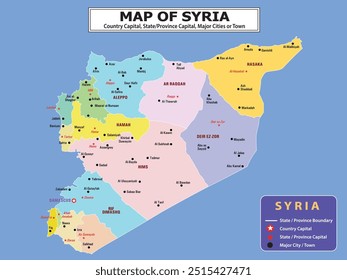 Geography politics map of countries. Political map of country with capital, province or state capital, major cities and town.