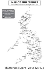 Geography politics map of countries. Political map of country with capital, province or state capital, major cities and town.
