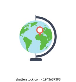 geography school earth globe web icon. vector illustration on white background earth icon flat style.