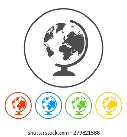 geography school earth globe web icon. vector illustration