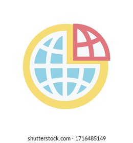 Geography and social science icon. Symbol with globe and pie chart.