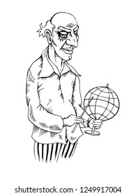 Geography teacher with a globe