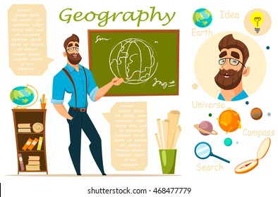 Geography teacher. Infographic. Geography Lesson