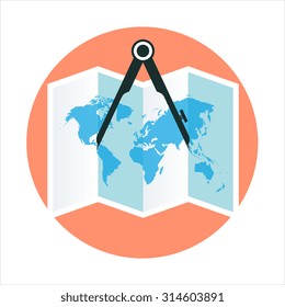 Geography theme, flat style, colorful, vector icon for info graphics, websites, mobile and print media.
