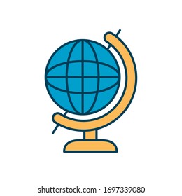 icono de la herramienta de geografía sobre fondo blanco, estilo de línea y relleno, ilustración vectorial