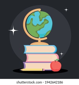 geography tool on books stack