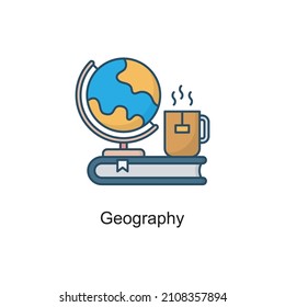 Geography vector Filled Outline Icon Design illustration. Educational Technology Symbol on White background EPS 10 File